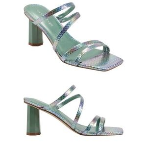 MARC FISHER Kristin Colorful Green Mermaidcore Sculpted Heel Slip On Sandals 9M